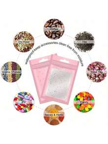 100/50/30/10 Pcs Pink Gift Packaging Bags, Jewelry & Accessories Clear Display Bags, Cables, Cosmetics & Holographic Reusable Self-Seal Bags - Multicolor - View 7