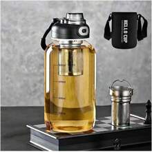 Glass Tea With Infuser 33oz - Large Glass Tea Tumbler With Lock Lid And Sleeve,Leakproof Glass Sports Water With Direct Drink Spout For Gym Home Workout, 1000ml - 無色 - 查看 10