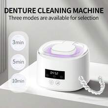 Limpador de Aparelho Dental, Limpeza em Três Modos, Máquina de Limpeza de Aparelho e Dentadura, Limpador Portátil de Aparelho, Limpador Automático de Dentadura - Adequado para Joias, Aparelhos, Dentaduras, Relógios e Óculos - Bateria Interna de 500 mAh para Alimentação USB, Presente Perfeito - Multicolorido - Visão 7