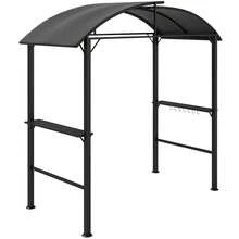 Outsunny Grill Pavilion Windproof Garden Pavilion 233 X 110 X 235 Cm With Double Roof, Shelves, UV Protection Garden Sheds, Steel BBQ Pavilion, Garden Tent For BBQ Parties, Dark Grey - 1 - View 9