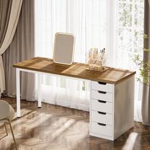Tribesigns Modern Simple Computer Desk, 47 Inches PC Desk With 5 Reversible Drawers, Rustic Brown Study Writing Table Workstation For Home Office Small Spaces (Light Brown+White) - Light Brown & White - View 6