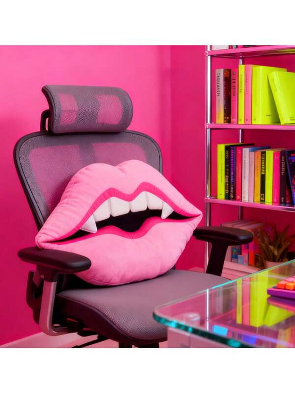 Cuscino estetico a forma di labbra rosa in stile Y2K, cuscino decorativo con morso flirtante, cuscino a forma di labbra pop art per camera da letto o divano, decorazione carina e femminile, regalo accattivante per la casa