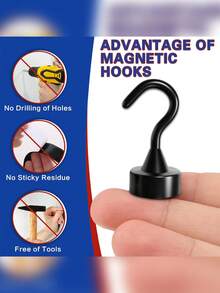 1 Set de ganchos magnéticos coloridos y sin daños, con carcasa de plástico y imán fuerte, sin instalación requerida, sin desorden, adecuados para refrigerador, estantería, puerta