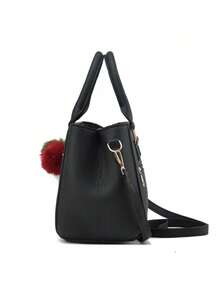 大容量女士手提包，饰有毛球，内含小钱包，商务休闲风格女士单肩包，适合作为母亲节礼物送给女性、职场女性、办公室女性，非常适合工作、商务、通勤和上学等场合。