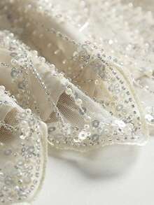 女士优雅派对上衣 - 无袖亮片衬衫，轻薄透气，适合正式/休闲场合 - 易于打理，可手洗，适合晚宴穿着，夏季时尚，纹理设计，精致缝线，闪亮亮片，派对礼服 - 杏色 - 查看 11