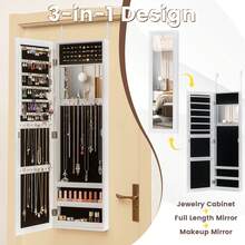 Lifezeal Wall Door Mounted Mirrored Jewelry Cabinet Storage Organizer Back To School Dormitory Storage - trắng - Xem 8