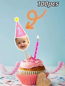 10/25/50/100/150 piezas Decoraciones personalizadas para tartas - Palillos para cupcakes con fotos personalizadas, decoraciones para cupcakes con diferentes fotos personalizadas, decoraciones para tartas de cumpleaños, sombreros de fiesta, decoraciones para cupcakes, fáciles de colocar en tartas - Adecuado para cumpleaños, baby shower, reuniones familiares, tartas festivas - Excelente para el hogar, entusiastas de fiestas DIY, organizadores de eventos - Decoraciones para tartas, decoraciones personalizadas para tartas festivas, adornos para postres, artículos de fiesta. ,Para la familia - Adorno para pastel (multicolor) - Ver 17