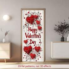 1 pieza Cubierta de puerta plana 2D Día de San Valentín, Decoración de poliéster con tema de corazón, sin necesidad de electricidad, diseño de celebración versátil para uso en interiores y exteriores - Multicolor - Ver 5