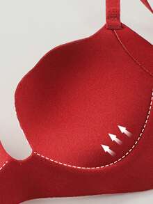 女士圣诞红色无缝加厚聚拢文胸，提拉支撑，适合小胸 [适合娇小胸型] - 紅色 - 查看 3