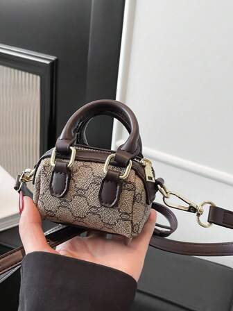 迷你手提包 新款菱形撞色复古花卉托特包 斜挎包 贝壳包