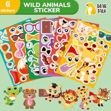 beartale 6 pièces Autocollants de puzzle interactifs amusants parent-enfant, autocollants de puzzle de personnages de bande dessinée DIY, autocollants de bande dessinée mignons graffiti DIY, cadeau pour filles, jouet pour garçons, faveur de fête, cadeau fête des mères, jouet pour enfants, décoration fête des mères, autocollants, motif de bande dessinée, faveurs de fête pour enfants, fournitures de bas de Noël - Multicolore - Voir 5