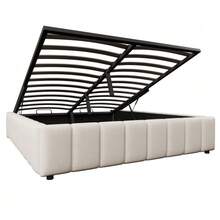 Upholstered Bed, 140 X 200 Cm, Hydraulic Suspension, Without Headboard, Without Mattress, Beige - Beige - View 6