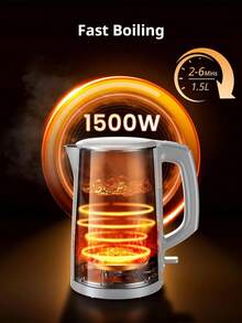 Midea Home Appliances 1.7L Electric Kettle, Fast Boil 1500W Stainless Steel, Dual-Level Lid For Easy Filling & Cleaning, Auto Shut-Off & Boil-Dry Protection, Silver, Household Tea & Coffee Kettle, Perfect For Daily Use, Quick Boiling, Durable - Xem 5