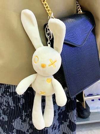 1个创意XO兔毛绒可爱兔子钥匙扣，萌萌的卡通毛绒包包挂饰小配件，汽车钥匙链，钥匙挂绳，钥匙圈，钥匙链配件，钥匙扣，情侣钥匙扣，送给女性的礼物，送给男友的礼物，圣诞礼物，圣诞袜礼物，生日礼物，送给朋友的礼物，节日礼物，活动纪念品，派对小礼品
