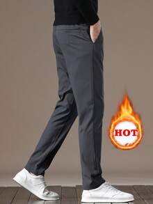 Men's Solid Color Pocket Straight Loose Casual Pants, Spring/Autumn/Winter - Dark Grey - View 4
