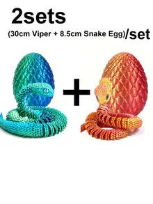 2/3 Stücke 30cm Schlangen Statue mit Locken - 3D gedrucktes Schlangen Spielzeug mit Schlangen Ei, mythisches Geschöpf Design, Dekoration für Zuhause, Stressabbau Spielzeug, geeignet für Weihnachten, ab 14 Jahren (zufällige Augenfarbe), Fidget Toy, 3D gedruckte Tiere - Schlange Viper, 3D Schlange, Mini 3D gedruckte Tiere, 3D gedruckte Schlangen, 3D gedruckte Schlange mit Ei
