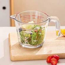 Heat-Resistant Borosilicate Glass Measuring Cup With Handle And Scale, Glass Mixing Bowl For Baking, Cooking And Measuring - Transparent - View 8