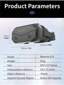 AyeBeau VR Glasses Virtual Reality Headset Viar Devices Helmet 3D Lenses Smart Goggles For Smartphones Phone Mobile Game Accessories, For 4.7-7.0 Inch Phones, With Black Remote Control