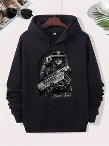 DGA D Gonzales Magic Touch Lowrider Chicano Art Design Street Fashion Style Casual Love Enthusiast Hoodie Men's Comfortable Cotton Crew Neck Long Sleeve - Black - View 1