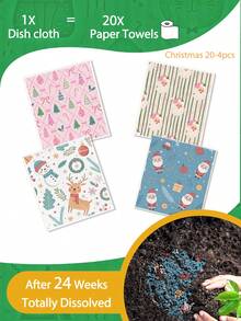 1/2/4/6/8pcs Pretty Birds/Fruits/Flowers/Christmas Birds Swedish Dishcloths For Kitchen Reusable Compostable Kitchen Cloth Made In Sweden Cellulose Sponge Swedish Dish Cloths For Washing Dishes Reusable Paper Towels Washable - Multicolor - View 40