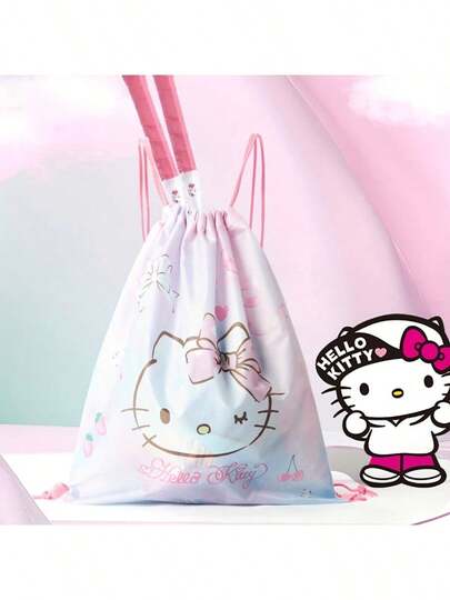 Hello Kitty Drawstring Backpack - Waterproof Non-Woven Fabric Sports Bag, Suitable For Basketball And Badminton Equipment Storage