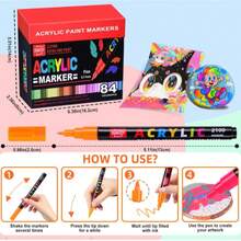 84 Pack Acrylic Paint Pens, Vibrant & Opaque Markers For Rock Painting And Adult Coloring Books On Wood, Fabric, Glass - Stress-Relief DIY Art Supplies For Beginners & Artists - 84色/套 - 查看 7
