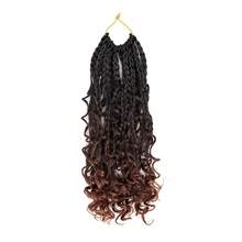 Goddess Box Braids 鉤編髮 8/10/12/14 英吋 預編環波希米亞風鉤編髮 捲尾 3X 鉤編髮 女用合成編髮，萬聖節 - 彩色 - 查看 14