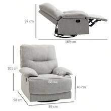 HOMCOM TV Chair With Reclining Function, Swivel TV Chair With Spring Core System And Footrest For Living Room And Bedroom - 1 - 查看 3
