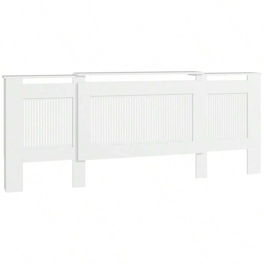 HOMCOM Retractable Radiator Cover With Shelf And Slats, 125-201 X 19 X 81.5 Cm, White. - 1 - 查看 1