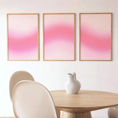 3 st/set oramad canvastavla, modern konst, rosa korniga toningsduksmålningar, ljusrosa väggkonst, abstrakt färgton, idealisk present till sovrum, vardagsrum, korridor, väggkonst, väggdekor, vinterdekor, rumsdekoration