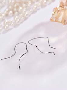 Nooxian 1 Pair S-Shaped Minimalist Tassel Earrings - Gun Black - View 9