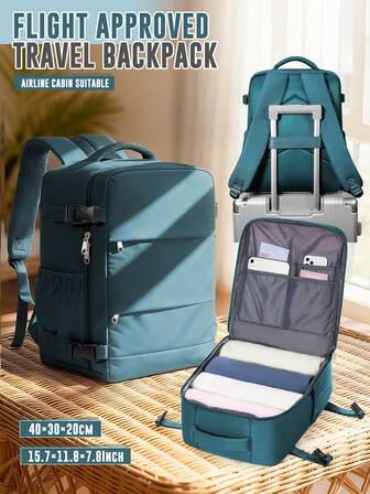 Large Capacity 180° Multi-Functional Travel Backpack For Men, 40x30x20cm Carry On Backpack Large Capacity Organizer Backpack, Lightweight Luggage Backpack With Luggage Strap & Multiple Pockets, Fashion Casual Business Backpack For Travel, Daily Commute & Weekend Trips, Color Options Travel Bag