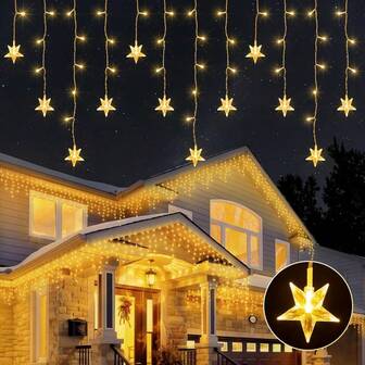 1 pieza Luces de hadas con estrellas alimentadas por USB - 160 LED, para uso en interiores y exteriores, perfectas para Navidad, bodas, fiestas y decoraciones festivas - Brillo cálido para jardín, patio, hotel (Baterías no incluidas)