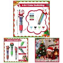 24 Pcs Multicolor Pens In One 4 - In - 1 Cute Kawaii Fun Pen Xmas Ballpoint Pen Holiday Party Stocking Stuffers Classroom Gifts - Christmas - View 1