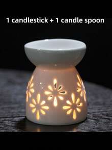 1 biały ceramiczny zestaw do topienia wosku (1 świecznik + 1 miarka do świec) z uchwytem na podgrzewacze | Kominek do olejków eterycznych | Dyfuzor do świec aromaterapeutycznych z miarką do świec, świecznik aromaterapeutyczny, ceramiczny kominek aromaterapeutyczny, uchwyt na herbatę, podgrzewacz do olejków aromaterapeutycznych, kominek do świec do jogi, kominek do herbaty i kawy na sucho do domu, impreza walentynkowa, sezonowa, świąteczna, dekoracja pokoju, wystrój domu, prezent świąteczny i dekoracja świąteczna