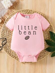 Baby Girls Slogan & Bread Print Short Sleeve Bodysuit - Pink - View 1