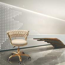1 Silla de Belleza Giratoria Elegante de Terciopelo Dorado con Altura Ajustable y Ruedas Giratorias de 360° - Estructura de Metal Resistente, Cojín de Asiento de Alta Resiliencia y Respaldo Tejido, Spa, Uso Doméstico - Fácil Montaje, Diseño Duradero y Elegante - Albaricoque - Ver 4