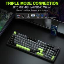 F99 PRO Custom Mechanical Gaming Keyboard Tri-Mode Wireless Hot-Swappable Gasket Mount Structure Pre-Lubed Linear Switches RGB Backlighting PC Peripheral - 彩色 - 查看 5