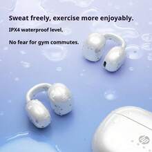 HP H10N 无线蓝牙运动耳机，气骨传导耳挂式设计，超长续航，通话清晰，降噪功能，IPX4 防水，佩戴舒适，防漏液，中国包装 - 亮銀色 - 查看 2