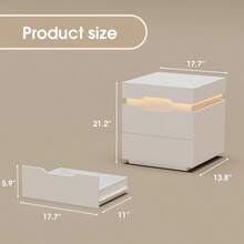 Devoko Nightstand Set Of 2 With Charging Station, LED Light And 2 Drawers - View 3