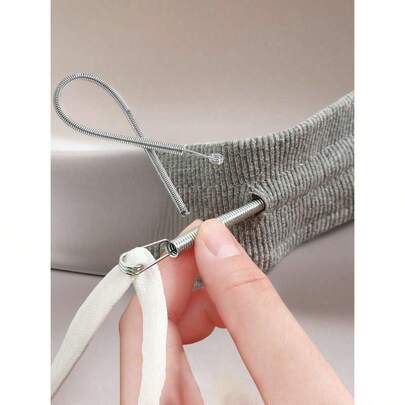1pc Spring-Loaded Flexible Drawstring Replacement Tool |   2-In-1 Elastic Band Inserter For Pants, Hoodies & Skirts |   Home Essentials Kit With Waistband Stringer, No-Sew DIY Helper |   Christmas Gift For Women (Steel Spring, Bendable Guide Tip)