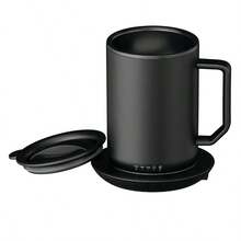 12oz Stainless Steel Self-Heating Coffee Mug With Lid & Charging Coaster (3.5"X3.5"X5") - màu đen - Xem 4