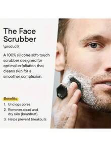 1pc Men's Silicone Face Scrubber, Gentle Exfoliating Pad And Massager, Facial Cleansing Brush - Removes Dead Skin And Dry Skin - Multicolor - View 5