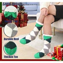 TendenciaBSTcentelha Calcetines para hombre con forro polar cálido, suela antideslizante, calcetines de Navidad para inviernoCalidad premium - Rombo a - Ver 4