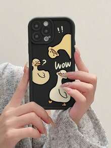 1pc minimalista lindo patrón de perezoso de dibujos animados a prueba de golpes cristal templado lente Cámara funda protectora Compatible con Apple Funda decorativa para celular - Negro - Ver 1