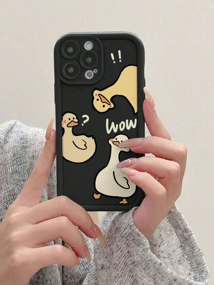 1pc minimalista lindo patrón de perezoso de dibujos animados a prueba de golpes cristal templado lente Cámara funda protectora Compatible con Apple Funda decorativa para celular - Negro - Ver 1