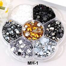 2mm 3mm 4mm 5mm 6mm, 5 Sizes, Multi Colors Mix, Crystal Beads Stones, Flower Shape Box Packed, Round Flatback Rhinestones Multi Colors Crystal Gems Glue On Jewelry Beads Glass Stones Diamond 3D Pattern Design Accessories Glitter Manicure Decal Decorations For Clothes, Bag, Shoes, Cups, Phone Covers, Handicrafts, Diy Trim. - MH-1 - View 6