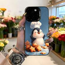 Funda de Teléfono Blue Chef Penguin con Estrellas de Galleta para Mujeres, Elegante para Uso Diario y Regalo, Aplicable a Teléfonos de las Series Apple y Galaxy - Negro - Ver 2