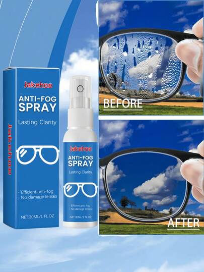 Anti-imma rengöringsspray för glasögon, anti-imma, rengöring för klarsyn, linsvårdsspray, lämplig för glasögon, linser, simglasögon, dykmasker, skidglasögon etc., bärbart glasögonrengöringsverktyg