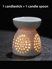 1 biały ceramiczny zestaw do topienia wosku (1 świecznik + 1 miarka do świec) z uchwytem na podgrzewacze | Kominek do olejków eterycznych | Dyfuzor do świec aromaterapeutycznych z miarką do świec, świecznik aromaterapeutyczny, ceramiczny kominek aromaterapeutyczny, uchwyt na herbatę, podgrzewacz do olejków aromaterapeutycznych, kominek do świec do jogi, kominek do herbaty i kawy na sucho do domu, impreza walentynkowa, sezonowa, świąteczna, dekoracja pokoju, wystrój domu, prezent świąteczny i dekoracja świąteczna